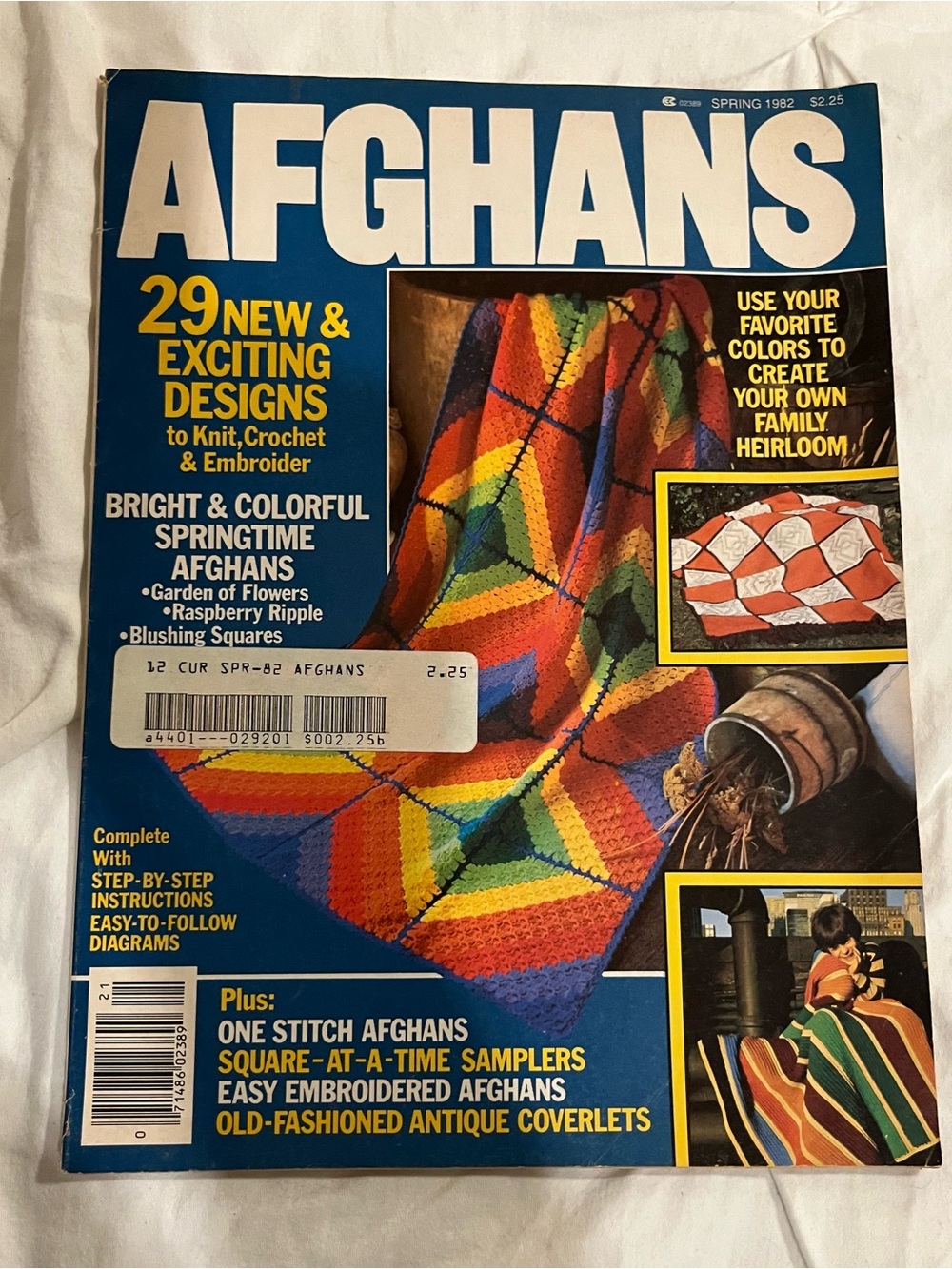 Vintage 'Afghans' Crochet Pattern Magazine — Bright Multicolor Cover